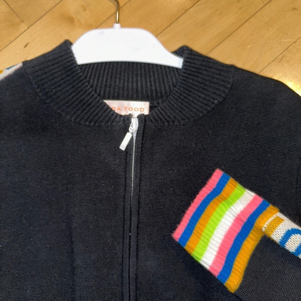 Lisa Todd "Love Bomb" black cardigan zip up sweater, Med  CB2291 - Picture 4 of 5